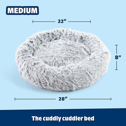 Barkbox Dog Bed, 2-in-1 Memory Foam Donut Cuddler Dog and Cat Bed, Calming Orthopedic Joint Relief Fur Crate Lounger for Pets, Machine Washable + Removable Cover, Waterproof Lining, Includes Toy