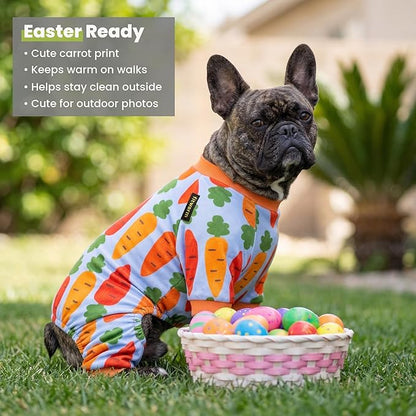 Fitwarm Carrot Dog Flecce Pajamas, Funny Easter Outfit for Small Dogs Boy Girl, Cute Pet Clothes, Blue, Orange, Red, Green, XXL