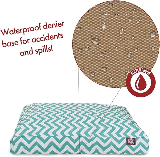Majestic Pet Chevron Rectangle Dog Bed Washable – Non Slip Comfy Pet Bed – Crate Bed with Removable Washable Cover – Kennel Bed for Sleeping, Polyester Fiber, X-Large, Teal