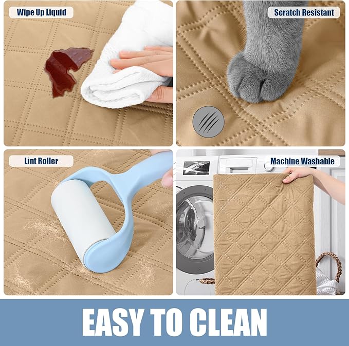 Smiry Waterproof Dog Bed Cover Pet Blanket, Soft Washable Dog Blanket for Furniture Bed Couch Sofa Reversible, Checkered (30"x70", Camel/Camel)