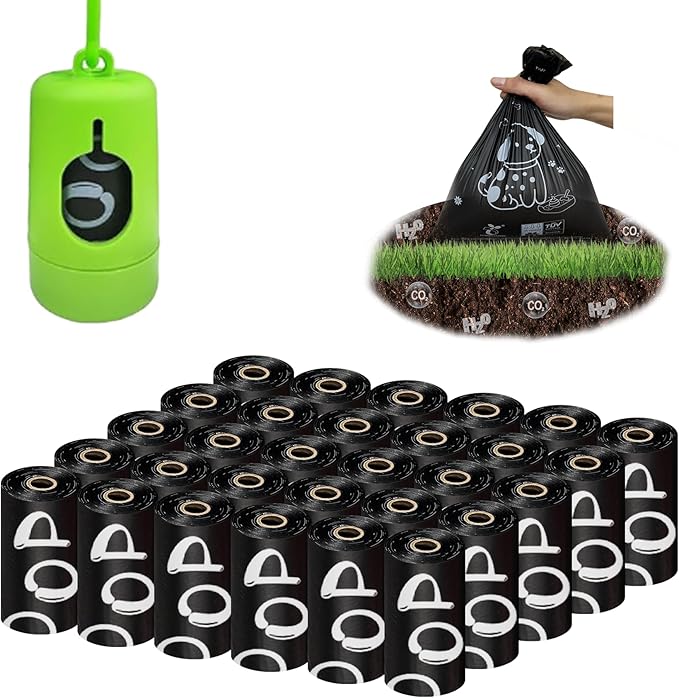 Compostable Dog Poop Bags，450 Count - 100% Leakproof & Biodegradable Dog Bags for Poop，Includes Free Dog Poop Bag Holder & Clip