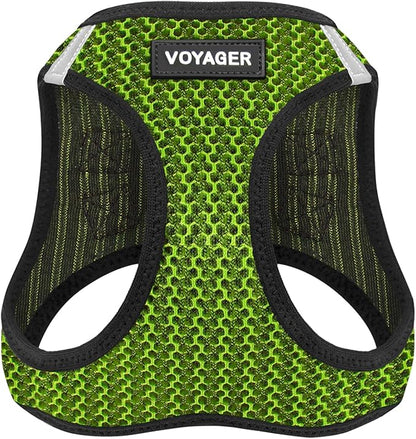 Best Pet Supplies Voyager Step-in Air Harness - All Weather Mesh, Reflective, No Pull Harness for Dogs, Cats - Secure with Hook & Loop Fastener, Buckle, Double D-Rings - Lime Green 2-Tone, XS