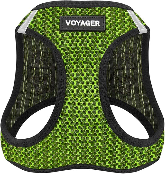 Best Pet Supplies Voyager Step-in Air Harness - All Weather Mesh, Reflective, No Pull Harness for Dogs, Cats - Secure with Hook & Loop Fastener, Buckle, Double D-Rings - Lime Green 2-Tone, XL