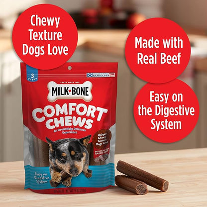 Milk-Bone Mini Comfort Chews, Chewy Texture and Real Beef, 18 Mini Chews (Pack of 4)