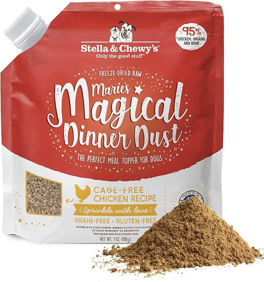 Stella & Chewy's Freeze-Dried Raw Marie's Magical Dinner Dust - Premium Chicken Dog Food Topper with Organic Fruits & Vegetables - Perfect for Picky Eaters - 7oz