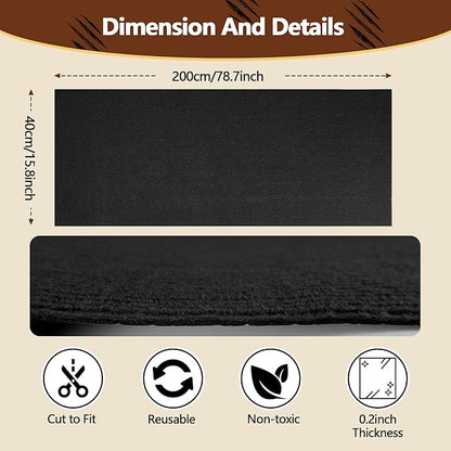 Cat Scratch Furniture Protector, 78.7"x15.8" Self Adhesive Cat Scratch Mat Pad,Cut to Fit DIY Replacement Carpet for Tree,Wall,Bed,Door, Couch Protector (Deep Black)