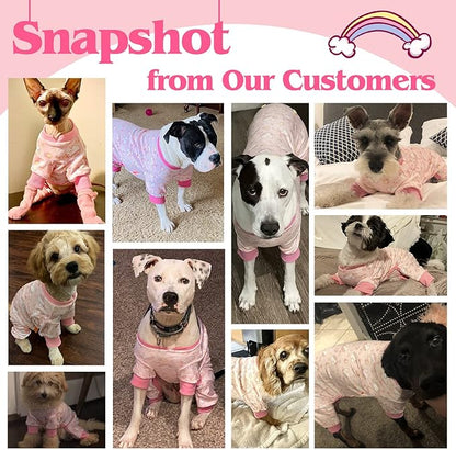 KYEESE Dog Pajamas Velvet Dog Pajamas Small Sized Dogs Soft Dogs Clothes Pjs with Pink Unicorn Pattern Stretchy Pet Jammies Coat Comfy Pet Onesie Costume, X-Large