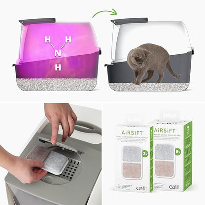 Catit Airsift Litter Pan Large – Covered Cat Litter Box with Dual-Action Odor Control Leak Preventing Design – Includes Filter Pad, Easy to Clean, Reduces Litter Tracking - 22.4” L x 18.3” H x 15.3” W