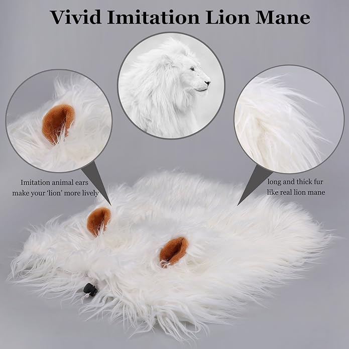 Onmygogo Lion Mane Wig for Dogs with Ears, Funny Pet Costumes for Halloween Christmas