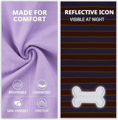 KYEESE 2Pack Dog Shirt, Soft Striped Dogs T Shirts, Lightweight Pet Tank Top, Sleeveless Dog Shirt for Small Dogs, Stretchy Comfortable Pet Vest, Purple+Orange Striped, Large