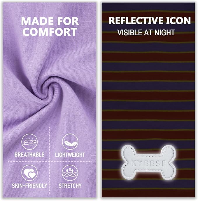 KYEESE 2Pack Dog Shirt, Soft Striped Dogs T Shirts, Lightweight Pet Tank Top, Sleeveless Dog Shirt for Small Dogs, Stretchy Comfortable Pet Vest, Purple+Orange Striped, XL