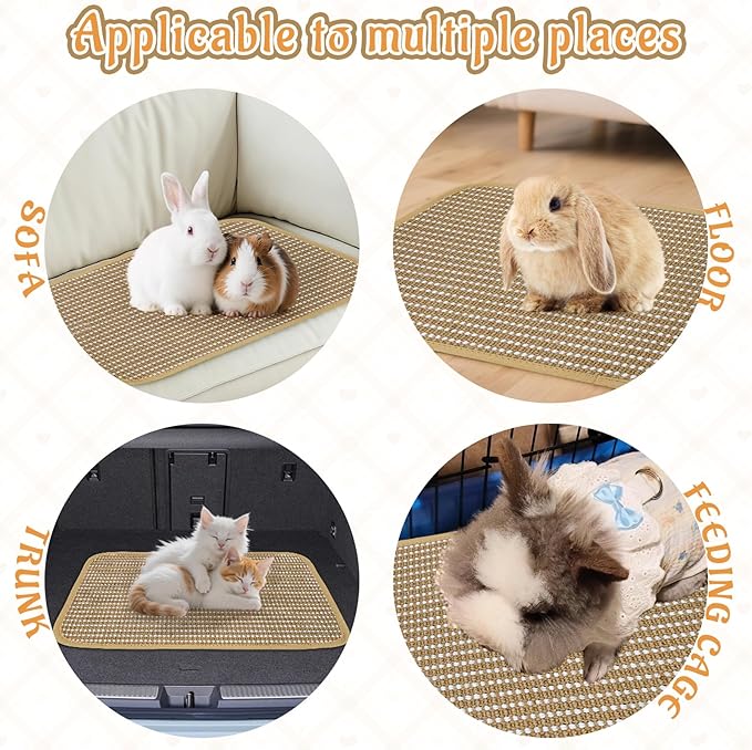 Rabbit Scratching Pad, Sisal Scratching Pad for Bunny, Guinea Pig, Cat. Resting Mats for Cages, Forage Grass Mat Indoor Essentials Accessories