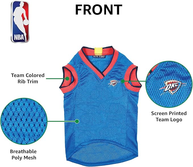 NBA OKLAHOMA CITY THUNDER DOG Jersey, Small - Tank Top Basketball Pet Jersey