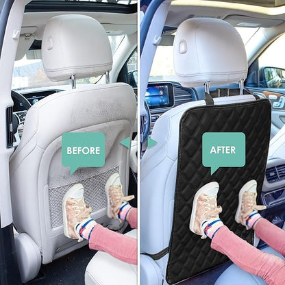 FH Group Faux Leather Auto Seat Back Kick Protectors –2 Pack Diamond Stitched Back Seat Protector for Driver and Passenger Seat, Waterproof, Easy to Clean