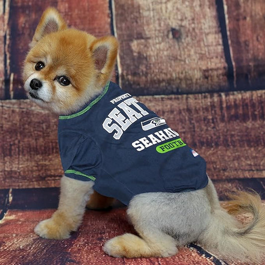 NFL Seattle Seahawks Dog T-shirt X-Large. - Licensed Shirt for Pets Team Colored with Team Logos- Premium Stretchable Materials for the comfort of your Dog & Cat