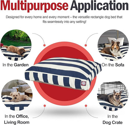 Majestic Pet Stripes Rectangle Large Dog Bed Washable – Non Slip Comfy Pet Bed – Dog Crate Bed with Removable Washable Cover – Dog Kennel Bed for Sleeping, Polyester Fiber, X-Large, Navy Blue