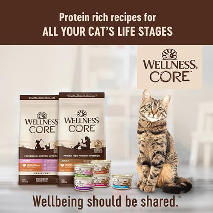 Wellness CORE Adult Dry Cat Food, Natural, Grain Free Kibble, Turkey and Chicken Recipe, 5 lb Bag