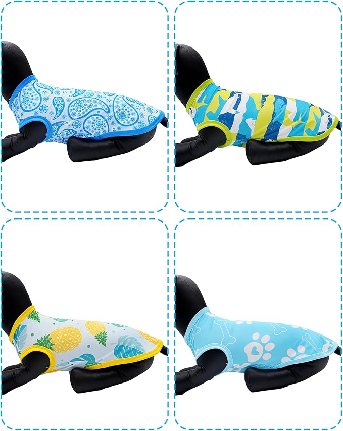 PET SHOW 4 Pack Summer Dog Shirts for Large Dogs Boy UPF 50+ UV Sun Protection Cooling Clothes Tank Top Shark Dog T-Shirts Pet Holiday Party Sleeveless Vest Blue(XX-Large)