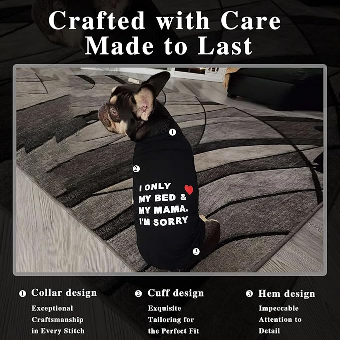 Stylish Cotton Dog Shirt with Print, Soft & Breathable, All-Season Comfort, Fits Most Breeds - Perfect Pet Apparel for Small, Medium, Large Dogs.Black&m