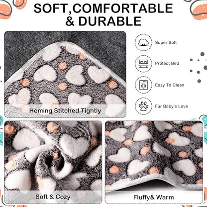 Tudomro 8 Pcs Guinea Pig Blankets Washable Small Pet Fleece Bedding Cage Liners Double Sided Pet Reusable Sleep Mat Pad Cover for Ferret Chinchilla Furniture Protection(Heart,47 x 24 Inch)