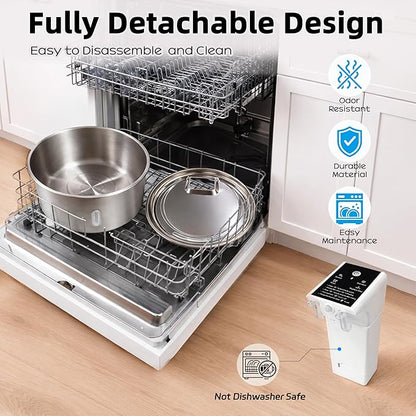 7L Stainless Steel Pet Water Fountain, Cordless Battery Powered for Cats & Dogs, Quiet Flow Automatic Dispenser with 4 Filters Included