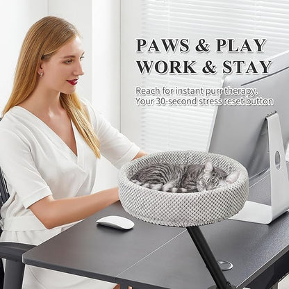 JIANWEI Cat Desk Bed - 360° Rotating Mounted Desktop Indoor Perch for Home Office, Apartment Elevated Cat Nest Office Desks and Game Tables, Island Table