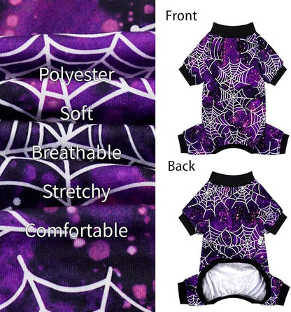 XPUDAC Halloween Dog Pajamas for Small Medium Dogs Spider Puppy Costume Soft Pet Clothes Outfit Cat Jumpsuits，Small