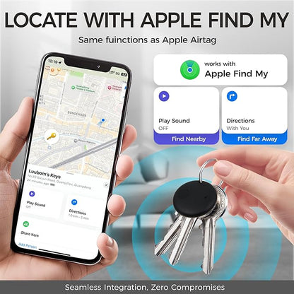 Air Tracker Tags 2-Pack, Waterproof IP67 | 90dB Loud, Bluetooth Tracker Works with Apple Find My (iOS only), Tracker Tag Locator for Keys,Luggage,Backpack etc