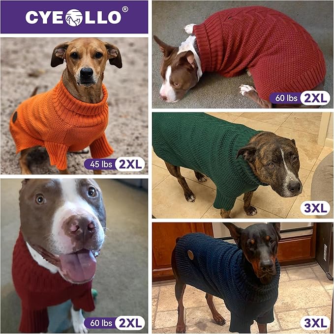 cyeollo Dog Sweater Knitwear Turtleneck Soft Knitwear Pullover Sweaters with Long Sleeves Warm Dog Clothes for Medium Dogs,Pink, XXL