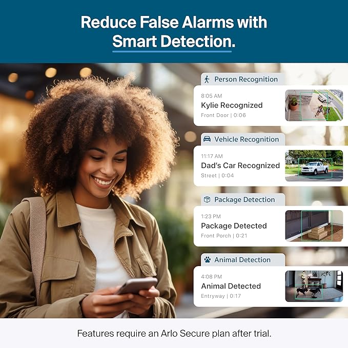 Arlo Pro Security Camera 2K HDR (6th Gen, 2025 Release) 2 Cam + 2 Solar Panels + 6 Months of Secure Plus Plan - Wireless Outdoor Camera, Battery Power, Person, Vehicle & Animal Detection, White