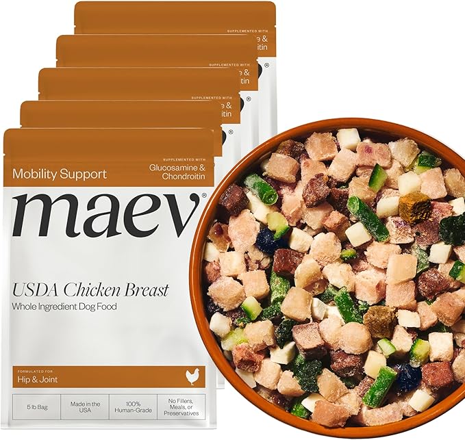 Maev Human-Grade Chicken Dog Food, Hip & Joint Formula, Whole Ingredient, Gluten-Free, High Protein Puppy & Dog Food, 25 lb