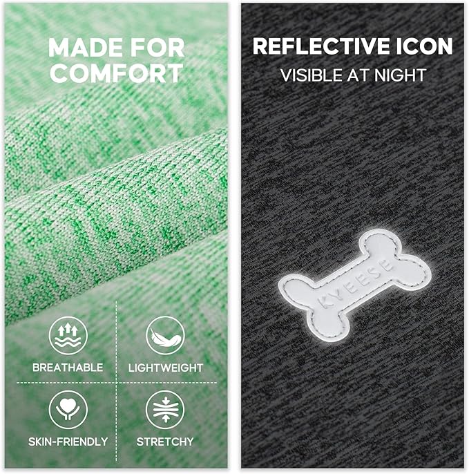KYEESE 2Pack Dog Shirt, Lightweight Sun Protection Sleeveless Dog T Shirts for Small Dogs Boy, Breathable Pet Reflective Tank Top Summer Dogs Clothes for Outdoor Walking, Grey+Dark Green, L