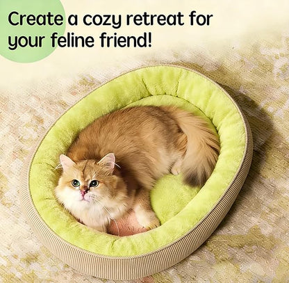 Plush Cat Bed, Cat Beds for Indoor Cats and Small Dogs, Large Soft Calming Kitten Bed, Self-Warming Cat Bed Caves, Cozy Pod for Indoor Kitten or Small Dogs, Kitty Bed With Non-Slip Bottom, Washable