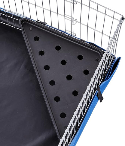 Amazon Basics - Comfortable Indoor-Outdoor Small Pet Guinea Pig Habitat Cage with Canvas Bottom, Blue, 46.65" L x 13.78" W x 23.62" H