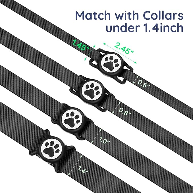 IP68 Waterproof Dog AirTag Holder for Dog Collar, Soft, Stretchy Silicone | Full-Body Protection, Easy Tool-Free Installation, Quiet, No-Dangle Fit, Lightweight, Fits Dog & Cat Collars of All Widths