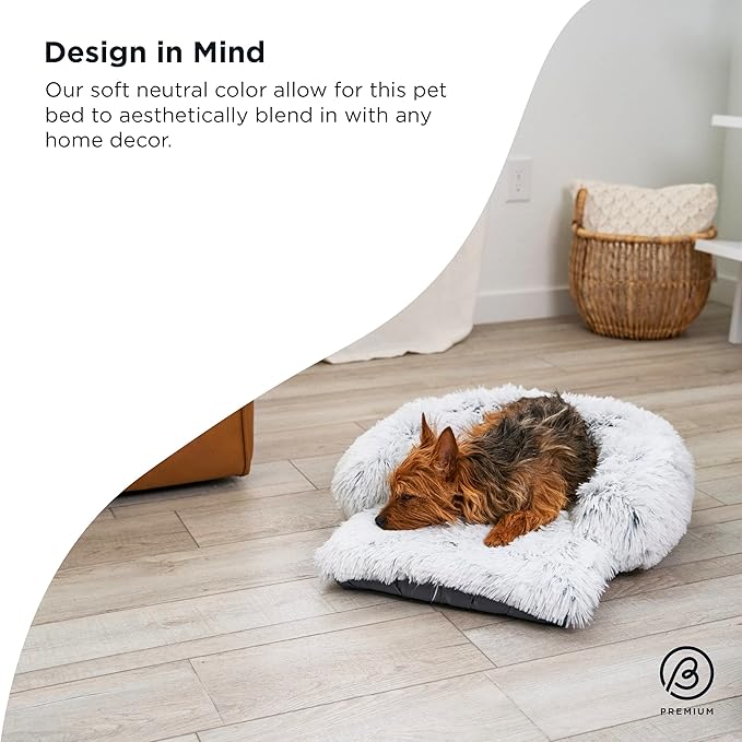 Best Friends by Sheri Nap Mat Dog Bed with Bolster - Washable Crate Pad, Removable Cover, Frost, Small, 22x15