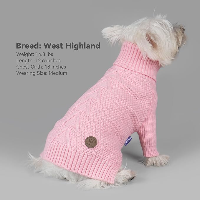 cyeollo 4XL Dog Sweater, Knitwear Turtleneck Soft Knitwear Pullover Sweaters Warm for Giant Breed Dog Clothes for Large Female Dogs, Pink XXXXL