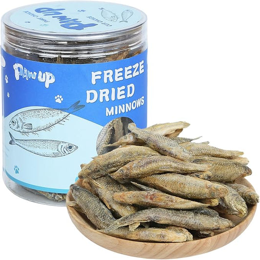 PAWUP Freeze Dried Minnows Dogs Treats – 100% Raw Single-Ingredient Pet Fish Snacks – Rich in Omega-3, Grain-Free – Healthy Training Rewards & Meal Toppers, 2.8 oz