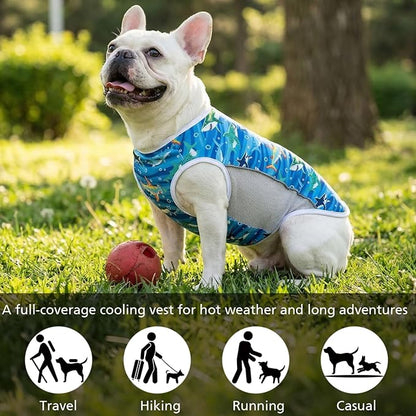 UPF 50+ Sun Protection Dog T-Shirt, 2 Pack Lightweight Sleeveless Dog Vest for Medium Large Dogs Boy – Reflective Strips, Quick-Dry Pet Apparel, Sports Fan Shirt P23ST00506XXXL