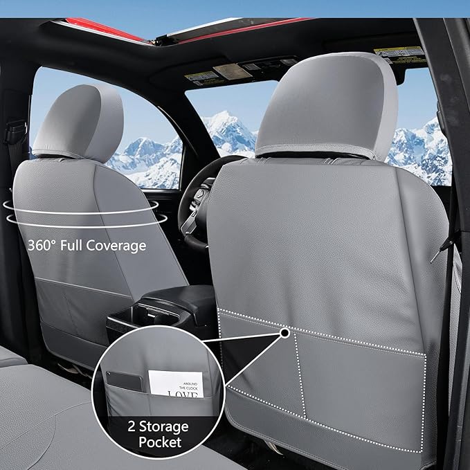 Truckiipa Custom Fit for Toyota Tacoma Seat Covers Front Leather Waterproof Car Seat Covers Fit for 2016-2023 Toyota Tacoma Double Crew Cab, Front Pair, Gray
