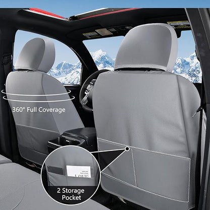 Truckiipa Custom Fit for Toyota Tacoma Seat Covers Front Leather Waterproof Car Seat Covers Fit for 2016-2023 Toyota Tacoma Double Crew Cab, Front Pair, Gray