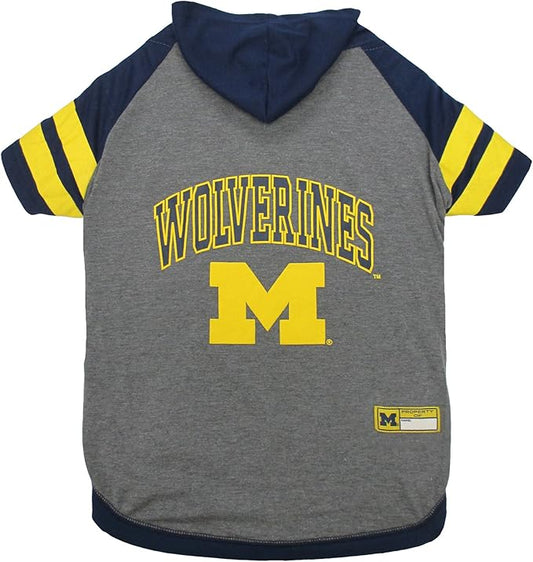 Pets First NCAA Dog Hoodie, Michigan Wolverines, Grey, Small, Polyester, Sports, Pet Hoodie, Sports > Pets