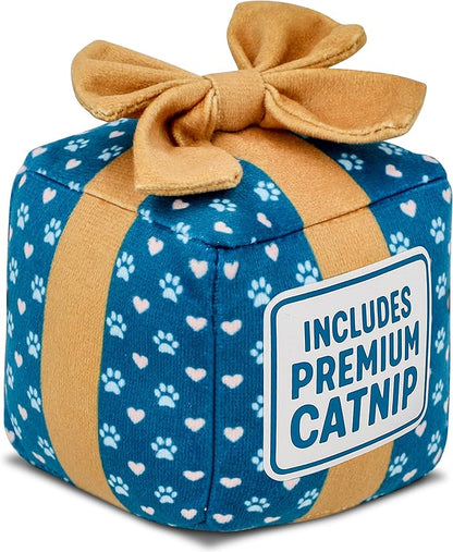 PUPROAR Gift Box Cat Toy, Cat Birthday Toy with Catnip and Crinkle, Cute Indoor Gift for Cats