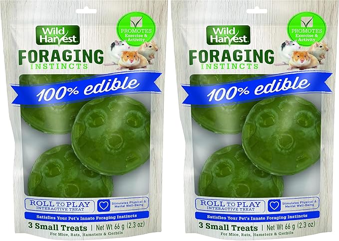 Wild Harvest® Foraging Instincts Roll n’ Play Interactive Treat, 3 Count, for Pet Mice, Rats, Hamsters and Gerbils, 2.30 Ounce (Pack of 2)