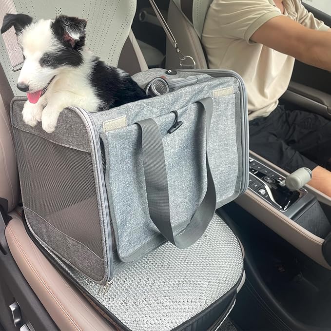 Soft Cats Carrier Airline Approved Small Dog Carriers for Puppy Travel Bag Softsides Puppy Carry,Soft-Sided,Pets Small Animals Rabbits Bunny Outdoor (Gray)