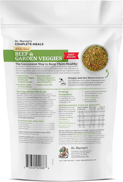Dr. Harvey's Beef & Garden Veggies Dog Food, Whole-Grain Dehydrated Dog Food with Freeze-Dried Beef (5.5 Ounces, Trial Size)