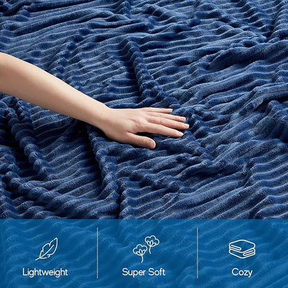 Nestl Blue Throw Blanket for Couch - Cozy Warm Fuzzy Blankets for Women, Plush Small Fleece Throws for Girls - Navy Blue, 50 x 60 Inches