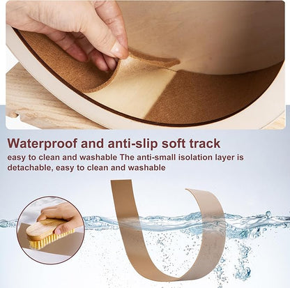 antiai 9.8 Inch Wooden Hamster Exercise Wheel Set,Silent Wheel Quiet Spinner Hamster Running Wheels,Hamster Water Feeder Accessories Chew Toys for Hamsters, Gerbils, Mice and Other Small Pets,9 pcs