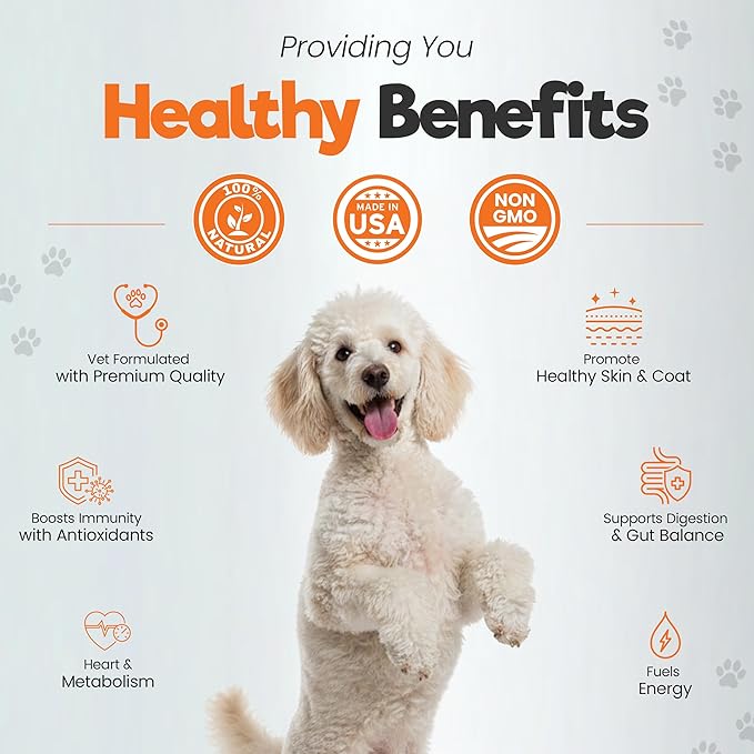 Dog Multivitamin Soft Chews for Longevity & Vitality, Dog Treats with Probiotics, CoQ10, & Omega 3 to Support Skin, Coat, Gut, Heart & Immune Health for All Breeds & Sizes, Peanut Butter, 60 Chews