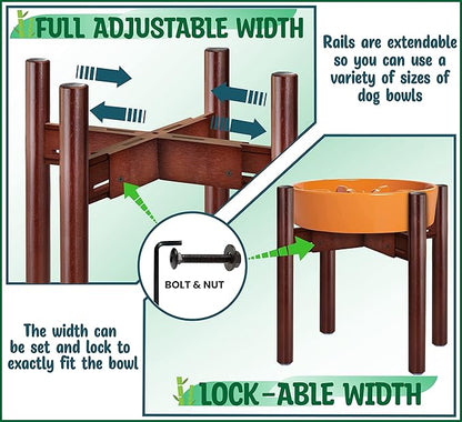 Stand for Dog Water/Food Bowl, Fountain or Feeder - Ideal for Large Dog Breeds - Adaptable Size with Lock - Bowls Not Included